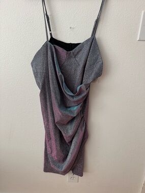 Cider Black Dress with Iridescent Blue-Purple Straps